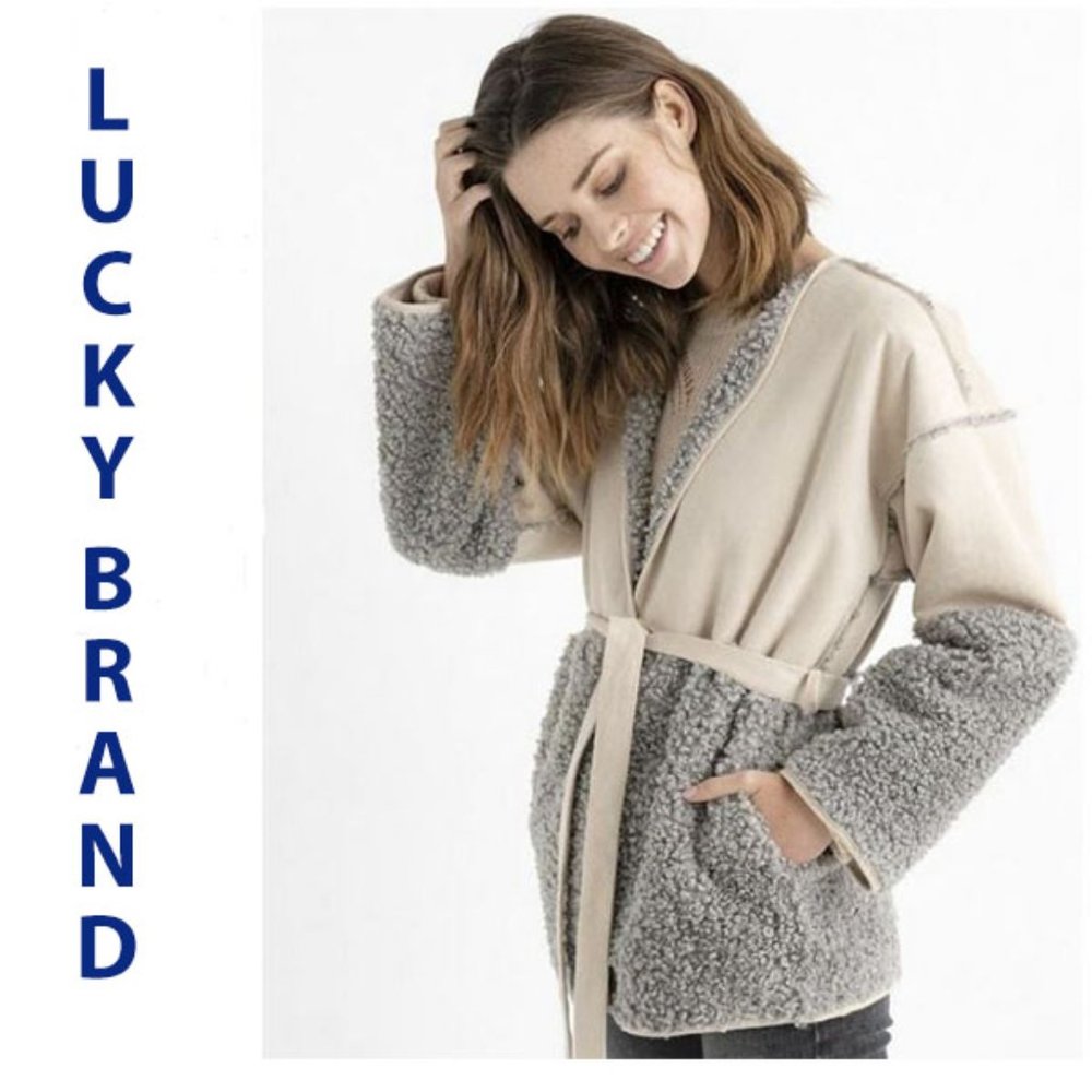 Lucky Brand NWT Women's Mixed Sherpa Jacket - Picture 6 of 9